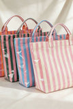 Striped Tote Bag with Glossy Finish