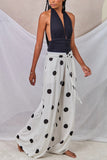 Polka-Dot Casual Wide-Leg Pants