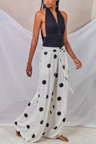 Polka-Dot Casual Wide-Leg Pants