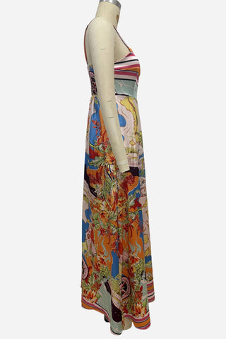 Sleeveless Maxi Dress with Printed Details