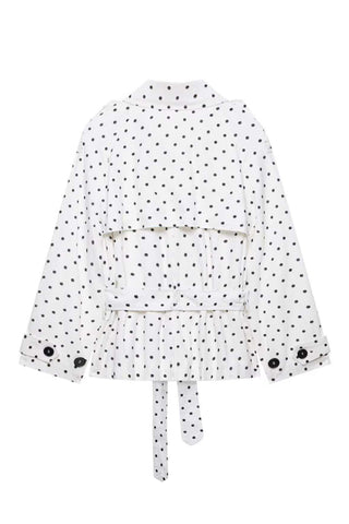 Polka-Dot Belted Lapel Trench Jacket