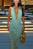 Halter Neck Floral Sequin Bodycon Dress