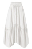 Smocked Drawstring Tiered Midi Skirt