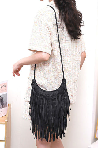 Tassel Strap Fringe Hobo Bag