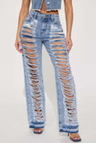 Distressed Straight-Leg Denim Pants