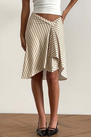 Striped Midi Wrap Skirt