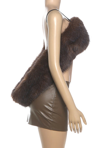 Unique Fur-Trim Skirt Set