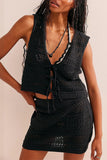 Crochet Tie-Front Top & Skirt Set