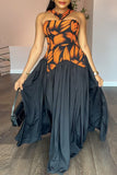 Halter Neck Maxi Dress with Flowing Skirt