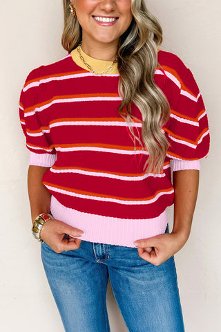 Striped Puff Sleeve Sweater