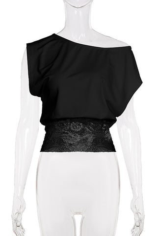 Asymmetric Lace Trim Tank Top