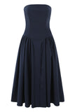 Strapless A-Line Midi Dress