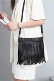Fringe Crossbody Bag with Stud Accents