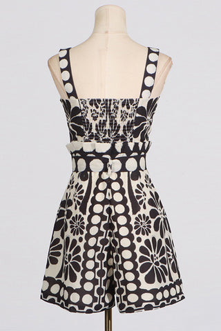 Floral Tie-Waist Button Romper