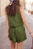 Stylish Button-Front Short Set