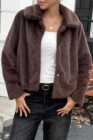 Chic Snap-Front Faux Fur Coat