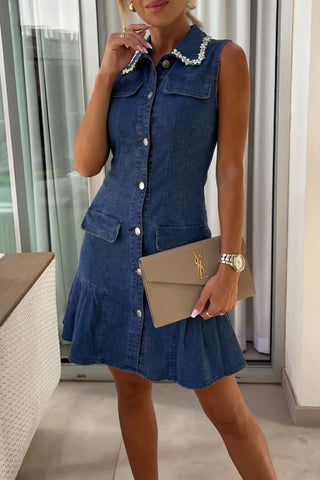 Button-Front Denim Dress