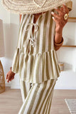 Striped Sleeveless Pants Set