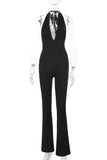 Halter-Neck Lace Bust Jumpsuit