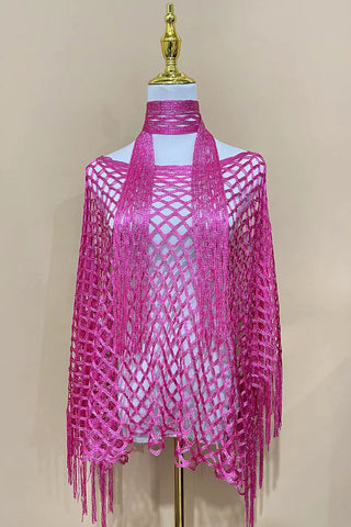 Open-Knit Fringe-Detail Top