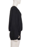 V-Neck Long Sleeve Grommet Mini Casual Dress