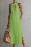 Sleeveless Midi Dress with Side Slits