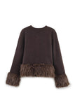 Faux Fur Trim V-Neck Long Sleeve Jacket