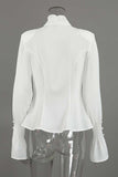 Tie-Neck Smocked Cuff Pleated Blouse