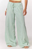 Striped Drawstring Wide-Leg Casual Pants