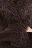 Shaggy Faux Fur Trim Open Front Coat