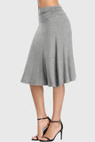 Ruched Waistband A-Line Midi Skirt