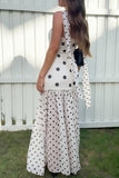 Scarf Detail Polka Dot Maxi Dress