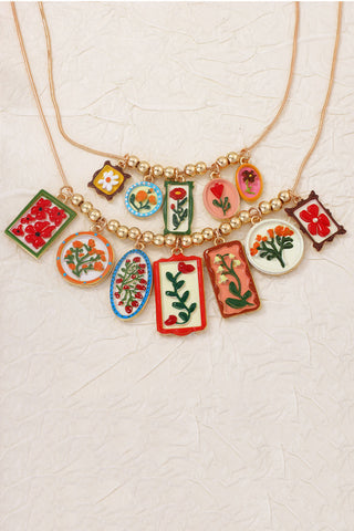Floral Pendant Layered Necklace