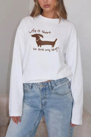 Graphic Print Crew Neck Long Sleeve T-Shirt