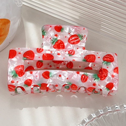 Fruit Print Rectangle Claw Clip