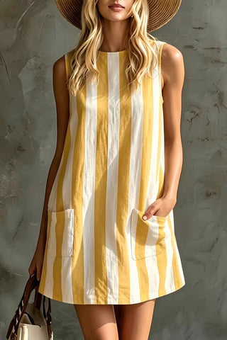 Striped Sleeveless Casual Dress