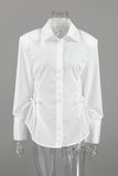 Tie-Side Long Sleeve Collared Shirt
