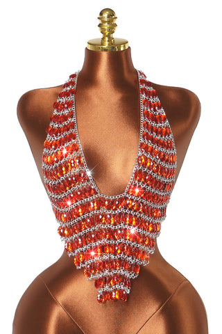 Beaded Halter Chain-Link Tank