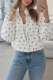Polka Dot Stand Collar Zip-Up Jacket