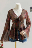 Floral V-Neck Long Sleeve T-Shirt