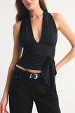 Halter-Neck Polka Dot Tank Top