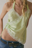 Lace Halter Tie-Front Tank