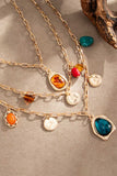 Multi-Layer Chain Link Gemstone Pendant Necklace