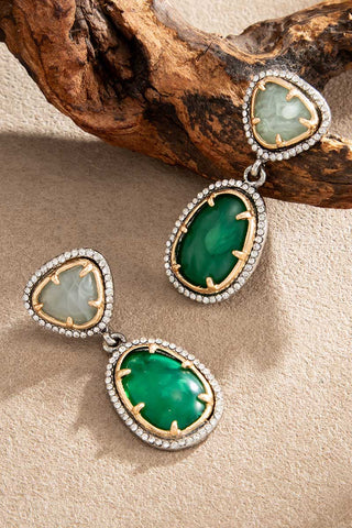 Two-Tone Stone Drop Earrings