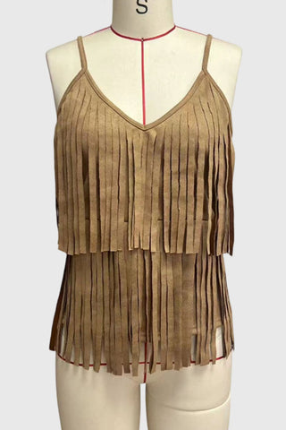 Fringe V-Neck Tank Top