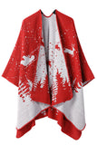 Geometric Print Open Front Knit Poncho