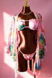 Floral Ruffle Bikini and Cover-Up Set