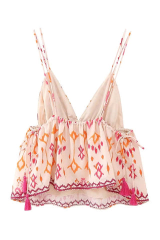 Patterned V-Neck Camisole Top