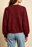 V-Neck Pointelle Knit Button-Front Cardigan