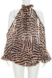 Zebra Print Halter Ruffle Short Set